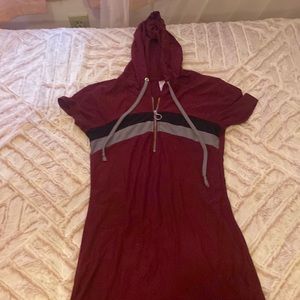 Maroon zip up hooded dress